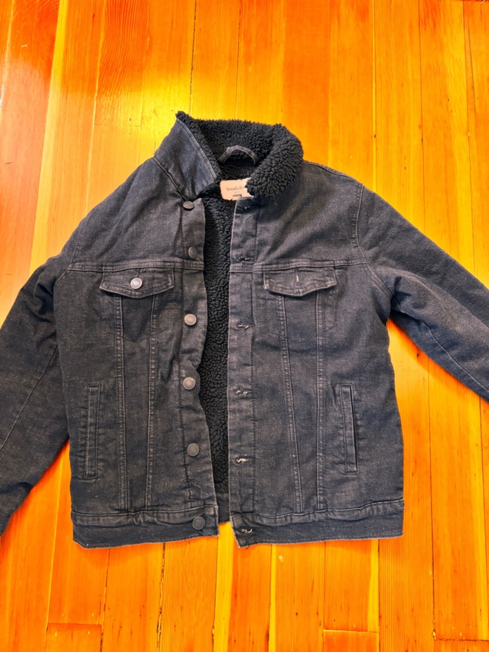 Goodfellow & co Black Sherpa-Lined Denim Jacket